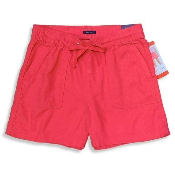 NWT Nautica Women's Linen Blend Side Pockets Elastic Drawstring Casual Shorts - Picture 4 of 6